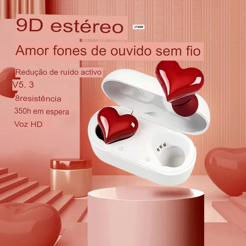 Fone de ouvido bluetooth coração